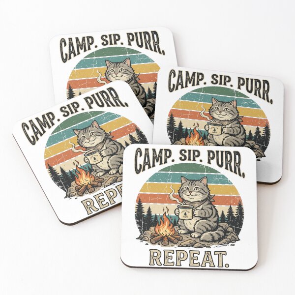 Item preview,  Camp Sip Purr Repeat – Camping Cat Coffee Vintage Design designed and sold by TeeStyle.mr.