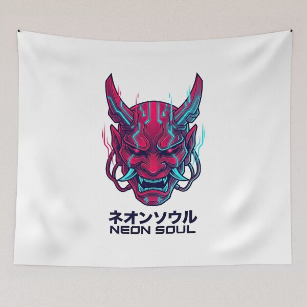 Item preview, Neon Soul Japanese Cyberpunk Oni Mask designed and sold by Rahat3344.
