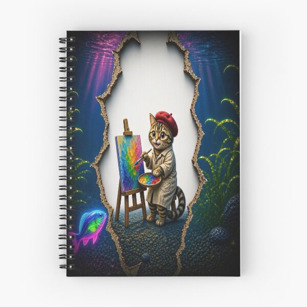 Item preview, Subsea Masterpiece - Cute Artist Cat Painting Underwater designed and sold by Breezes-of-Ida.