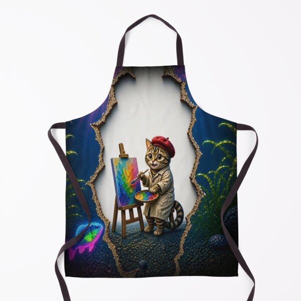 Item preview, Subsea Masterpiece - Cute Artist Cat Painting Underwater designed and sold by Breezes-of-Ida.