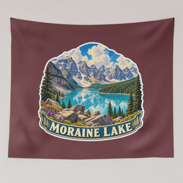 Item preview, Moraine Lake Alberta Rocky Mountains Vintage Travel Print designed and sold by PinUpPizzazz.