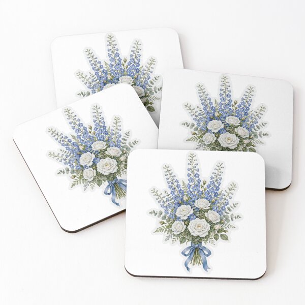 Item preview, Blue Delphinium and White Roses Bouquet | Elegant Wedding | Blue White Floral Sticker designed and sold by FineLineBotanical .