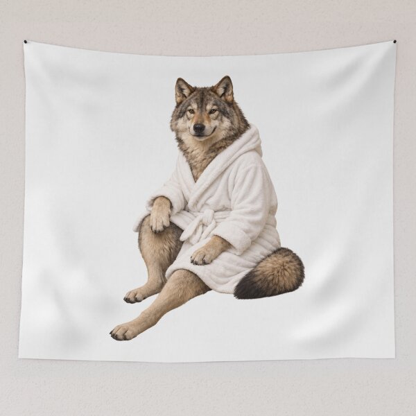 Item preview, Gray Wolf Fluffy Bathrobe designed and sold by Sillytoe.