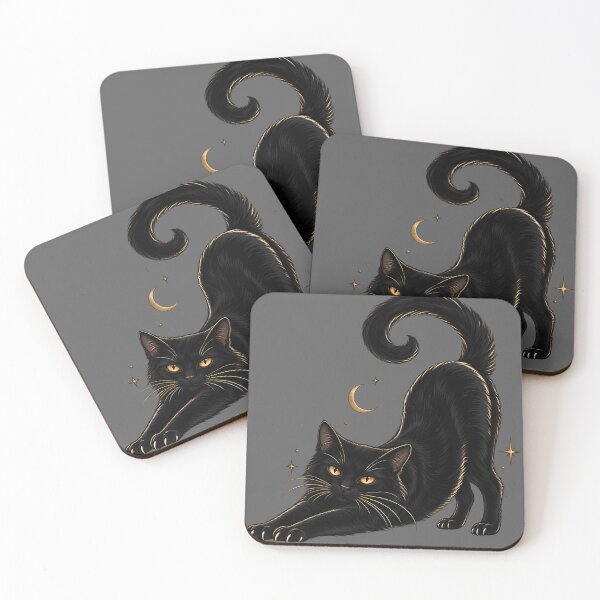 Item preview, Black Cat Under the Golden Moon designed and sold by NF Designs Studio DTF.