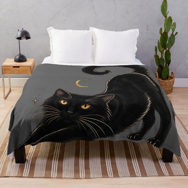 Item preview, Black Cat Under the Golden Moon designed and sold by NF Designs Studio DTF.