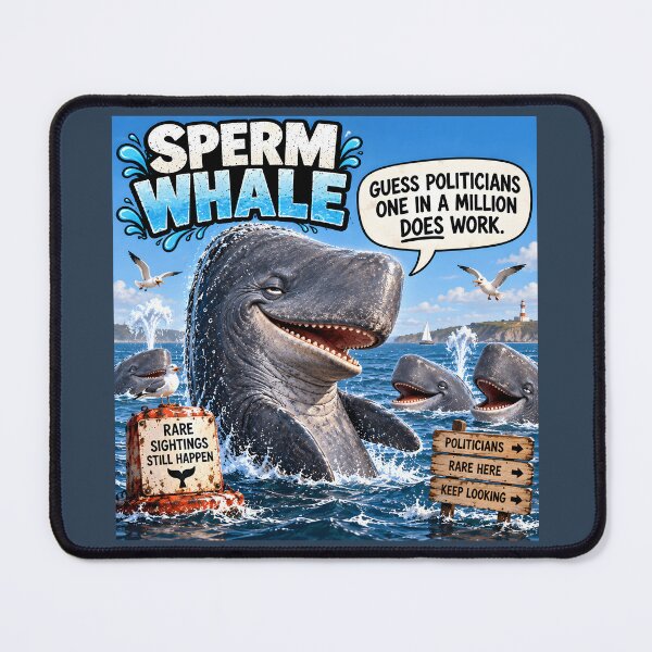 Item preview, Sperm Whale Funny Ocean Satire Cartoon designed and sold by Hornace88studio.