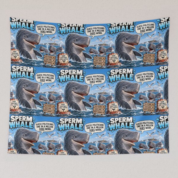 Item preview, Sperm Whale Funny Ocean Satire Cartoon designed and sold by Hornace88studio.