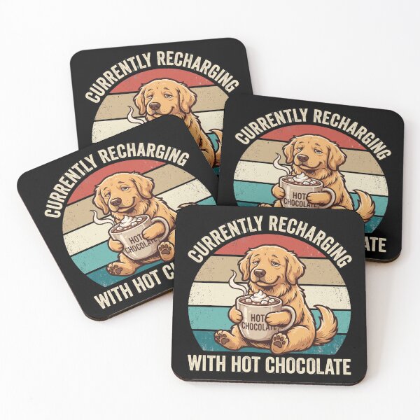 Item preview, Currently Chargin' With Hot Chocolate Golden Retriever designed and sold by TeeStyle.mr.