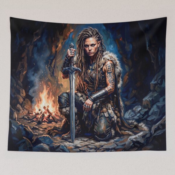 Item preview, Viking Shieldmaidens Vigil by the Fire designed and sold by VALKYRAART53.