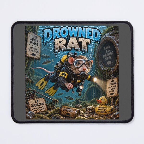 Item preview, Drowned Rat Funny Scuba Diving Sewer Cartoon designed and sold by Hornace88studio.