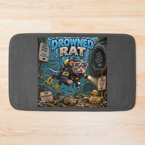 Item preview, Drowned Rat Funny Scuba Diving Sewer Cartoon designed and sold by Hornace88studio.