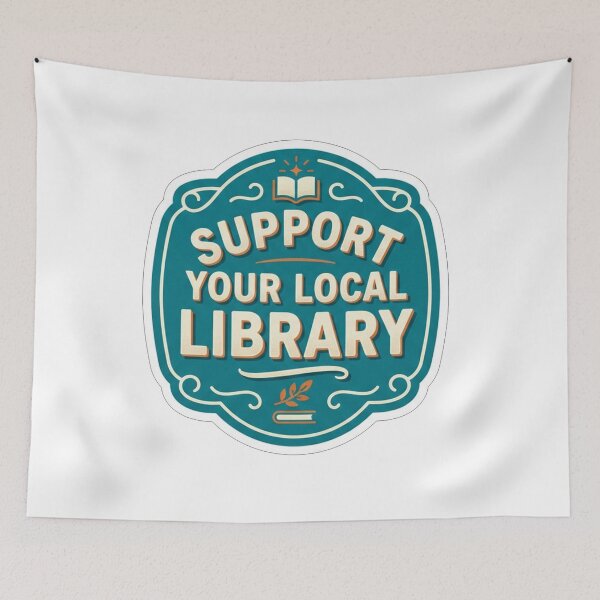 Item preview, Support Your Local Library Vintage Book Badge    designed and sold by Owcomm.
