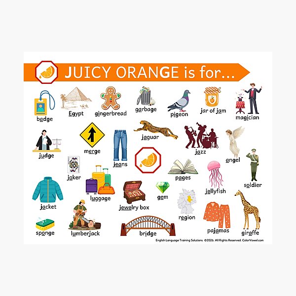 Item preview, JUICY ORANGE is for... Picture Dictionary designed and sold by ColorVowel.