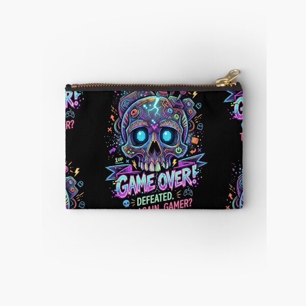 Item preview, Game Over Retro Gamer Skull Neon Art designed and sold by Skulls & Calaveras.