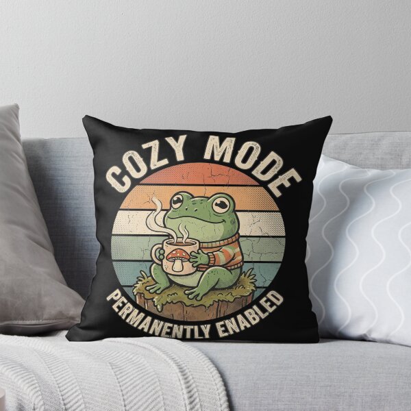 Aperçu de l'œuvre Cozy Frog activé en permanence – Joli design de grenouille champignon créée et vendue par TeeStyle.mr.