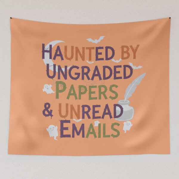 Item preview, Haunted Ungraded Papers Unread Emails Teacher Graphic designed and sold by Exquisite Design Studio „Paculówka”.