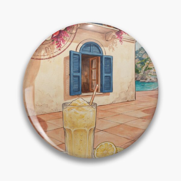 Item preview, Amalfi Lemon Granita Piazza Scene — Mediterranean Summer Art designed and sold by stickercuffs.
