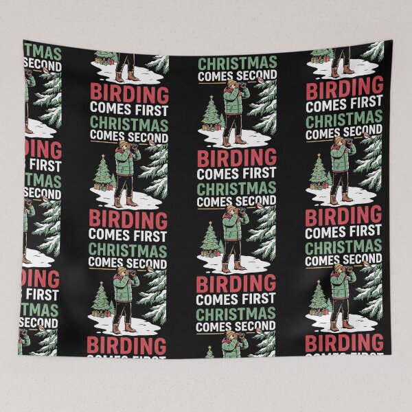Item preview, Christmas Comes Second Birding Comes First Birdwatcher Binoculars Winter Design designed and sold by 519xdesign.