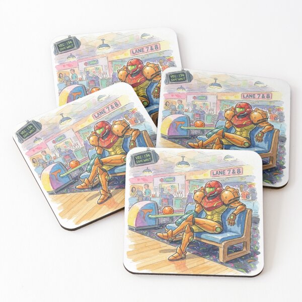 Item preview, Samus sitting at a bowling alley designed and sold by gorillazone_co.