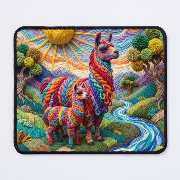 Item preview, Yarn Mother Llama and Cria at a Mountain Stream designed and sold by Tridentulus.
