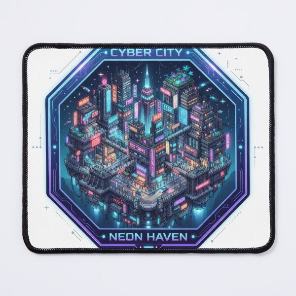 Item preview, Cyber City Neon Haven Futuristic Pixel Art Badge designed and sold by Rahat3344.