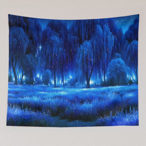 Item preview, Blue Glowing Winter Forest Fantasy Art designed and sold by Lunat1kk.