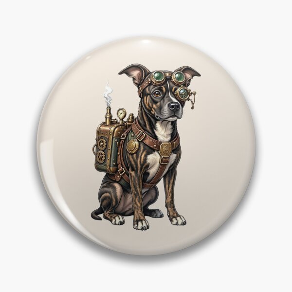 Item preview, Steampunk Dog – Mechanical Dog with Goggles and Gear Backpack designed and sold by SweetLilith.