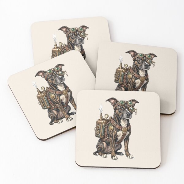 Item preview, Steampunk Dog – Mechanical Dog with Goggles and Gear Backpack designed and sold by SweetLilith.
