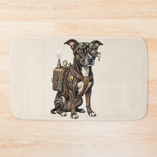 Item preview, Steampunk Dog – Mechanical Dog with Goggles and Gear Backpack designed and sold by SweetLilith.
