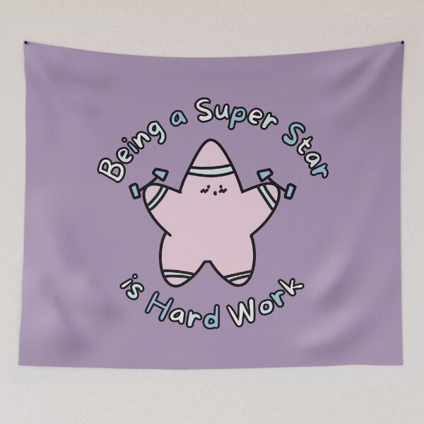 Item preview, Pink Super Star Hard Work (Purple Background) designed and sold by BLAAAAASK.