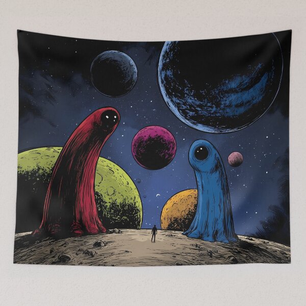 Item preview, Cosmic Giant Alien Entities Space Landscape Art designed and sold by Lunat1kk.