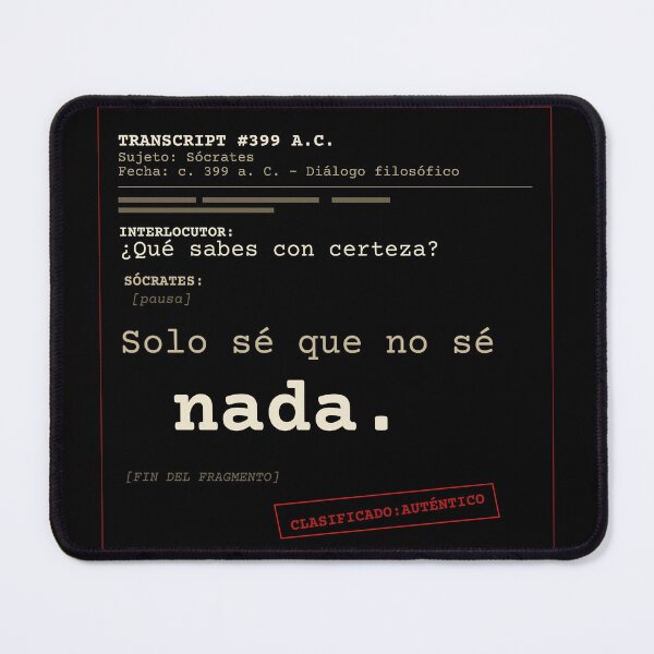 Item preview, I only know that I know nothing. Socrates - Dark Transcript (Spanish) designed and sold by Will-to-Power.
