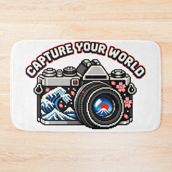 Item preview, Japanese Pixel Camera – Fuji, Sakura & Great Wave designed and sold by KASUMINK.