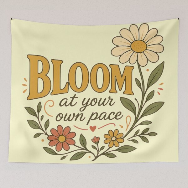 Item preview, Bloom At Your Own Pace Retro Cottagecore Daisy Floral Quote designed and sold by QCena.