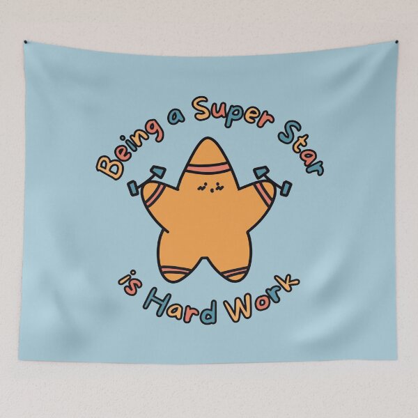 Item preview, Orange Super Star Hard Work (Blue Background) designed and sold by BLAAAAASK.