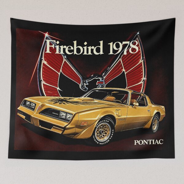 Artikelvorschau, 1978 Pontiac Firebird Trans Am – Goldene Vintage-Muscle-Car-Kunst entworfen und verkauft von Stinky Lincy's Apparel Company.