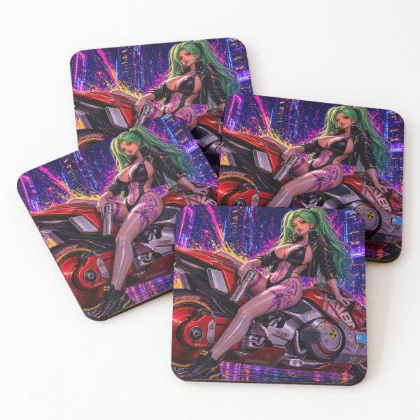 Item preview, Nyx Vex: Neon Outlaw – Cyberpunk Motorcycle Girl designed and sold by JackDraws88.