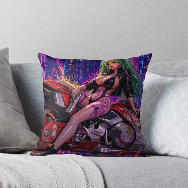 Item preview, Nyx Vex: Neon Outlaw – Cyberpunk Motorcycle Girl designed and sold by JackDraws88.