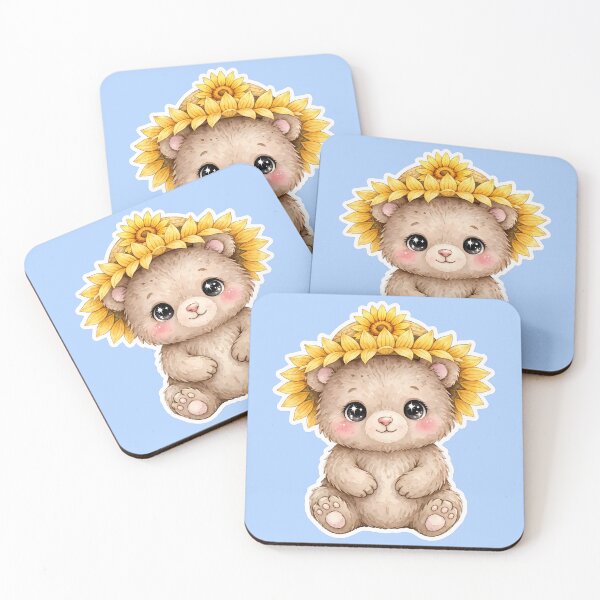 Item preview, Cute Bear with Sunflower Hat - Kawaii Summer Watercolor designed and sold by 2Sec.