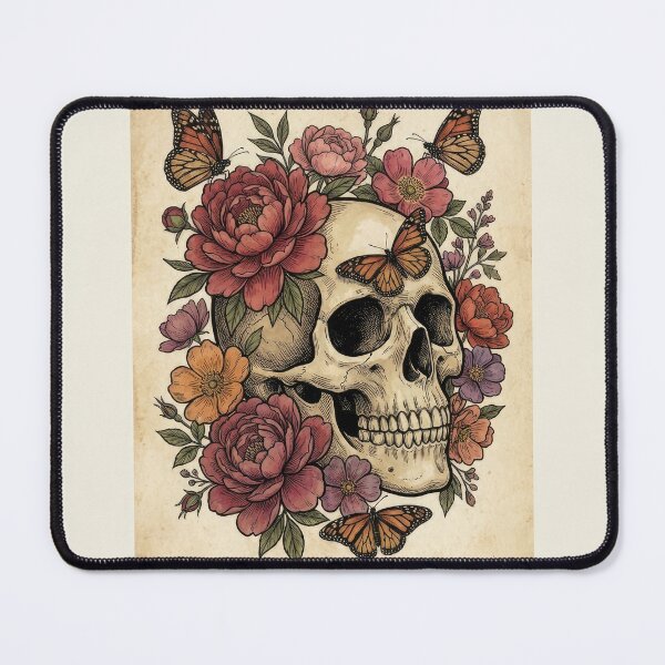 Item preview, Vintage Vintage Floral Skull Monarch Butterflies Art designed and sold by Rahat3344.