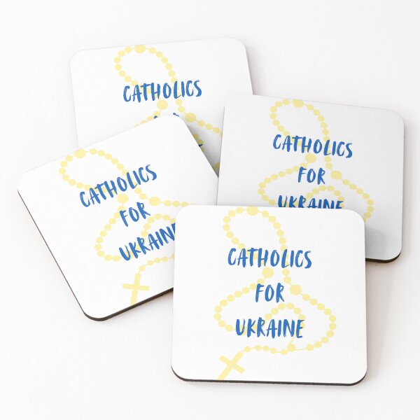 Item preview, Catholics for Ukraine Yellow Rosary Blue Text designed and sold by CobraHotlyDesigns.