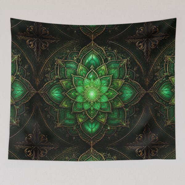 Item preview, Emerald Lantern Mandala • Vintage Brass Glow  designed and sold by Bluejai Shop.