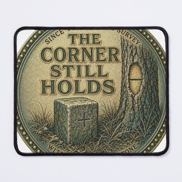 Item preview, The Corner Still Holds boundary survey emblem designed and sold by BoosterShop.