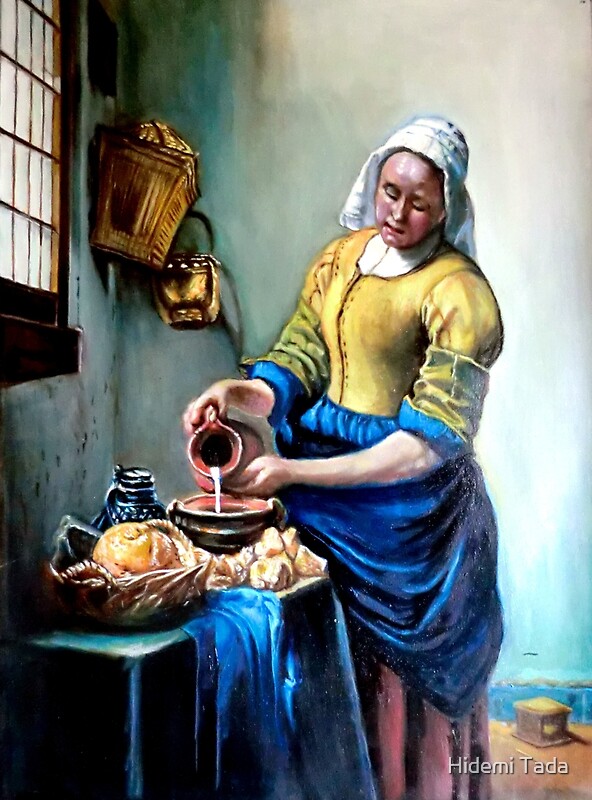 The Milkmaid After Johannes Vermeer By Hidemi Tada Redbubble   Flat,800x800,075,f.u3 