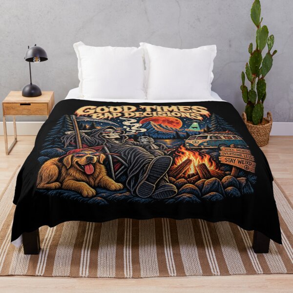 Item preview, Good Times Bad Decisions – Grim Reaper Camping designed and sold by FakePeopleSuck.