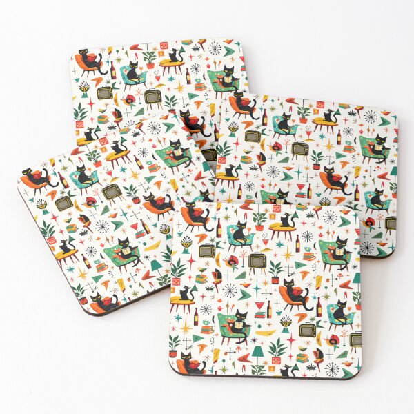 Item preview, Mid Century Cat | Retro Modern Feline Art | Vintage 60s Inspired Design designed and sold by flowerpower999.