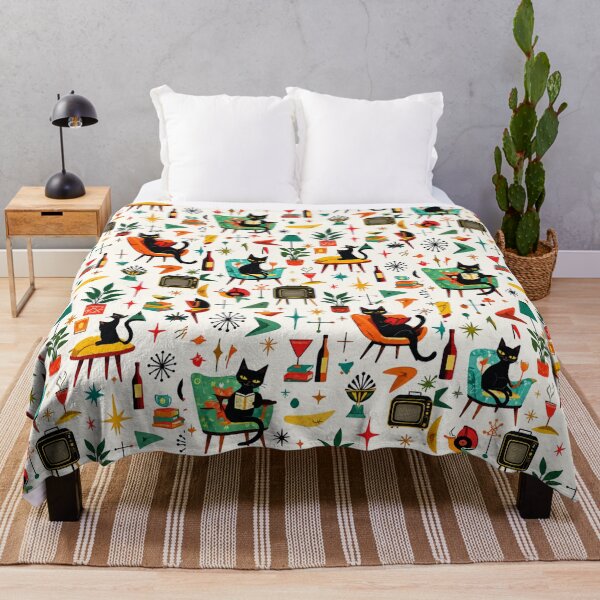 Item preview, Mid Century Cat | Retro Modern Feline Art | Vintage 60s Inspired Design designed and sold by flowerpower999.