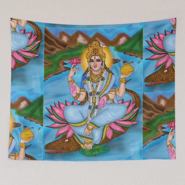 Item preview, Goddess Ganga Digital Drawing | Hindu River Goddess Spiritual Artwork designed and sold by Harshit_Digital_Arts.