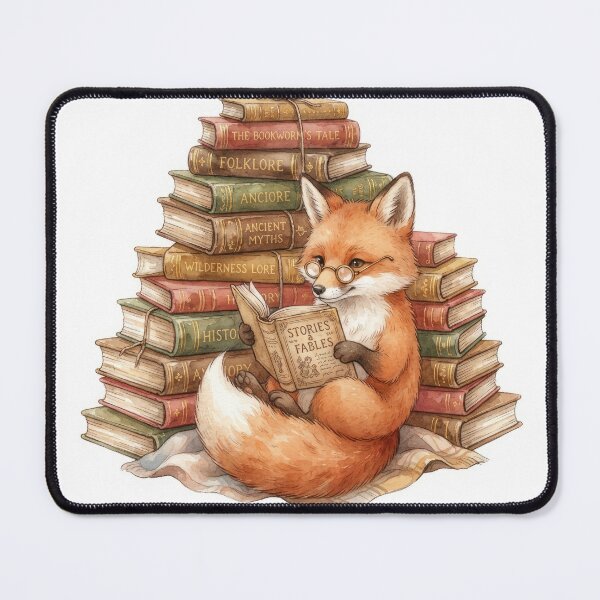 Item preview, Cute Watercolor Fox Reading Books Dark Academia Art designed and sold by Rahat3344.