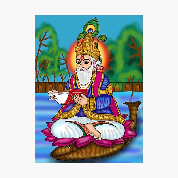 Artikelvorschau, Digitale Zeichnung von Lord Jhulelal | Spirituelles Kunstwerk einer hinduistischen Sindhi-Gottheit entworfen und verkauft von Harshit_Digital_Arts.